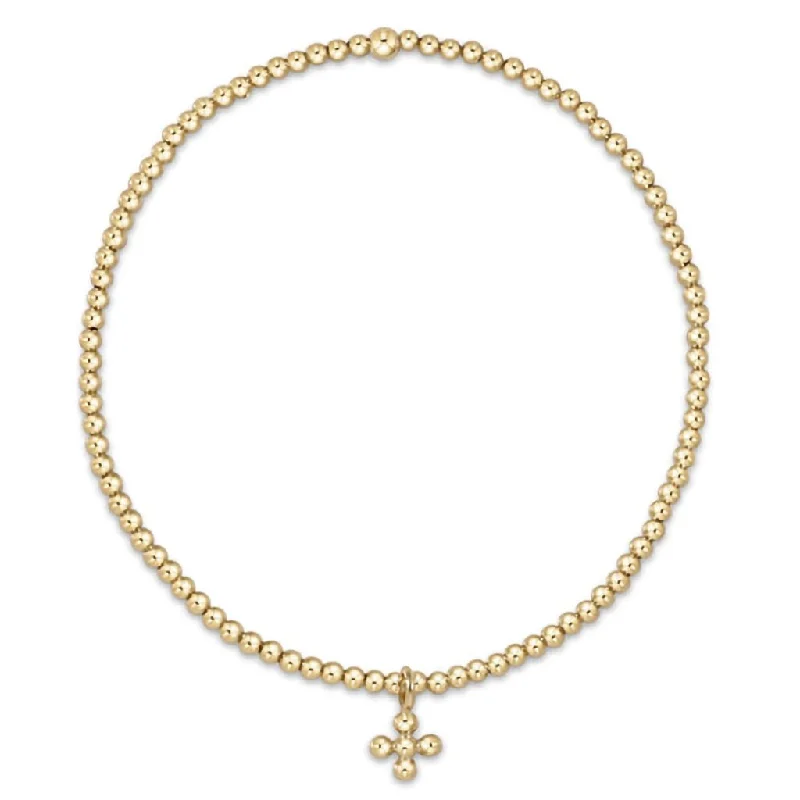 enewton design :  Classic gold 2mm bead bracelet -  signature cross small gold charm