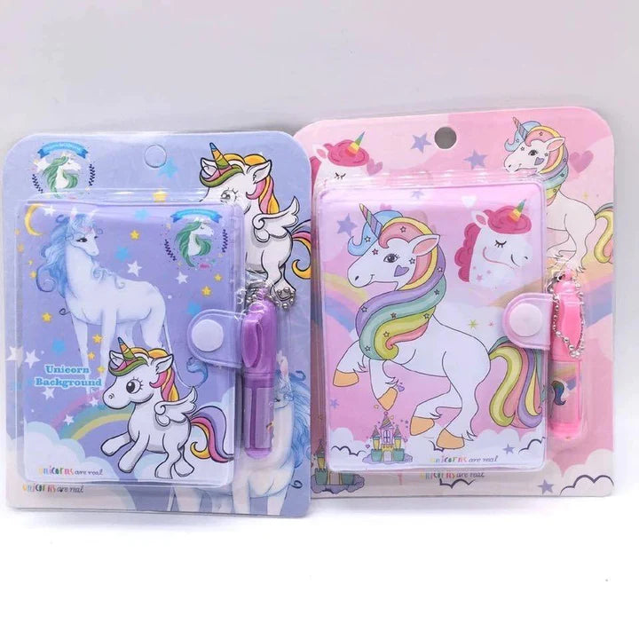 Cute Mini Unicorn Design Pocket Diary with Pen for Kids (Random Colour)