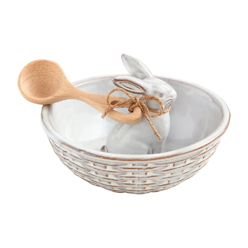 Mud Pie : White Bunny Candy Bowl Set