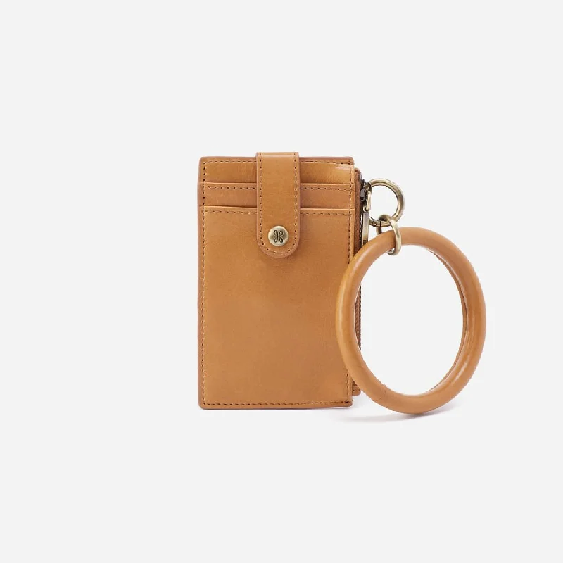 HOBO : Ring Credit Card Wristlet in In Polished Leather - Natural