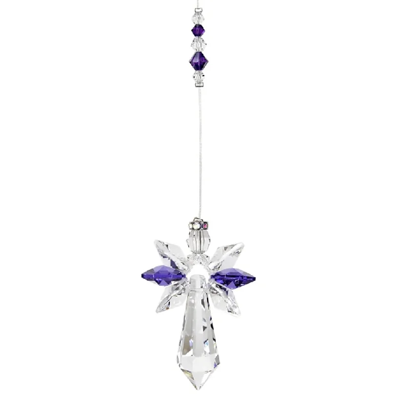 Woodstock Chimes : Crystal Guardian Angel Suncatcher - Large, Amethyst