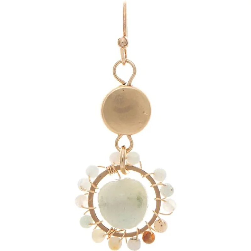 Rain :Gold Amazonite Bead Wrap Flower Earring