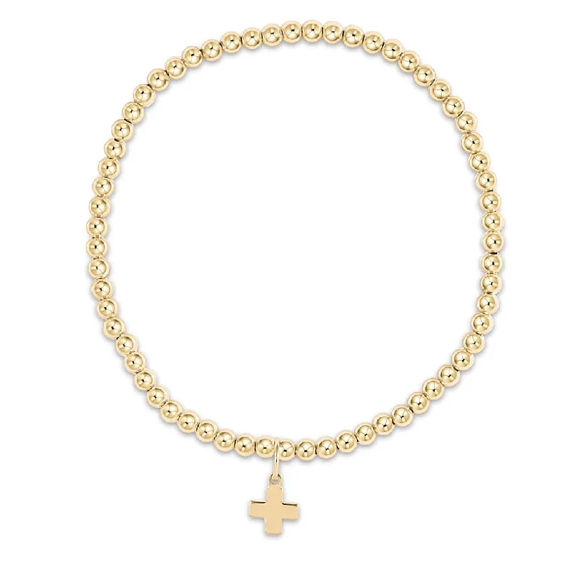 enewton design : Classic gold 3mm bead bracelet - signature cross gold charm