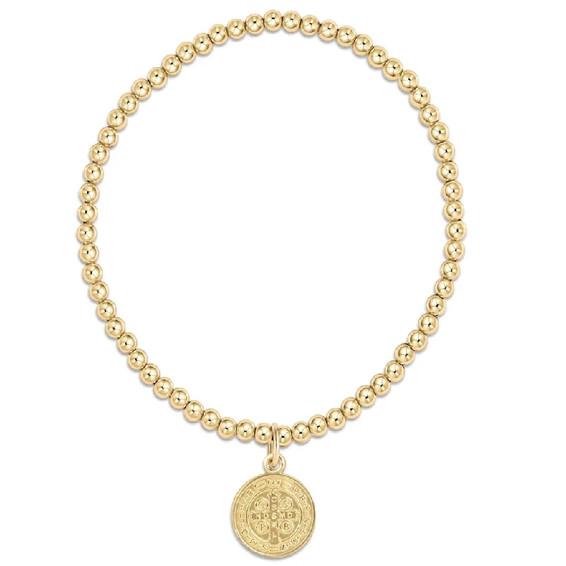 enewton design :  Classic gold 3mm bead bracelet - blessing gold disc