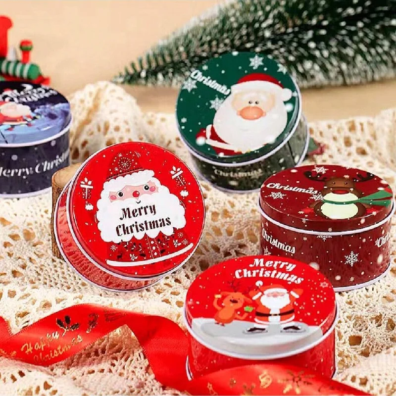 Christmas Themed Round Metal Tin (Random) (1pc)