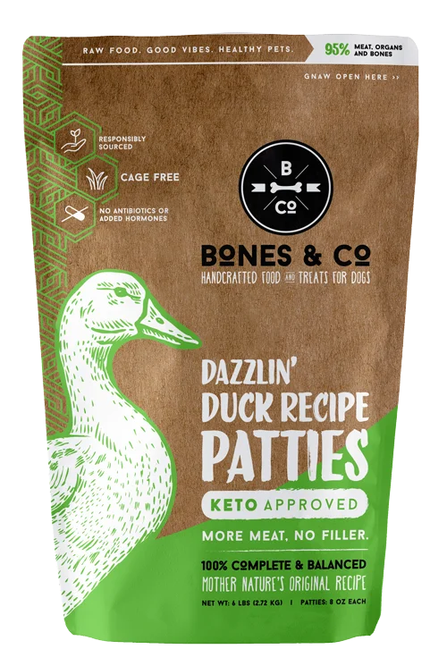 Bones & Co. Dazzlin' Duck Recipe Raw Frozen Patties Dog Food