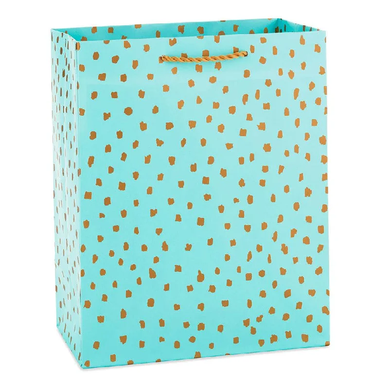 Hallmark : 9.6" Gold Dots on Mint Medium Gift Bag