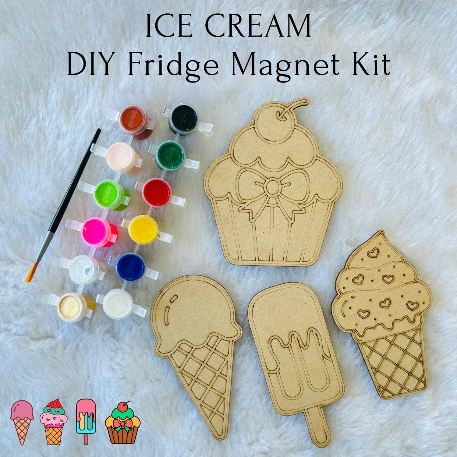 Ice Cream DIY Fridge Magnet Art Kit (Pack of 4)