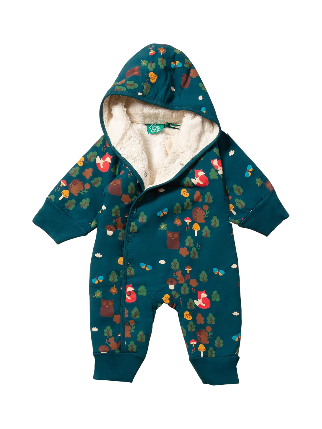 Little Green Radicals Baby Forest Snowsuit, Dark Green