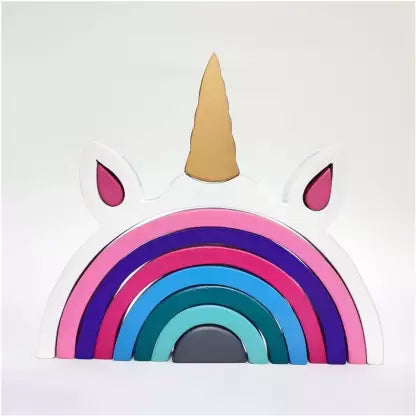 8pc Wooden Unicorn Rainbow Stacking Blocks