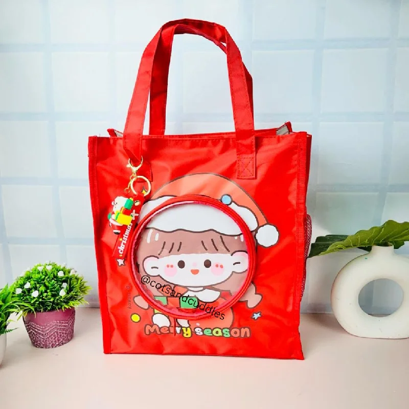 Christmas-Themed Tutorial Bag with 3D Keychain for Kids