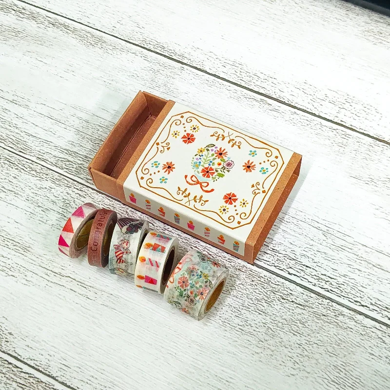 Cute Kawaii Shinzi Katoh Washi / Masking Deco Tape Set -  Party Celebration Cake Congratulation - for Scrapbooking Journal Planner Organizer Schedule Craft