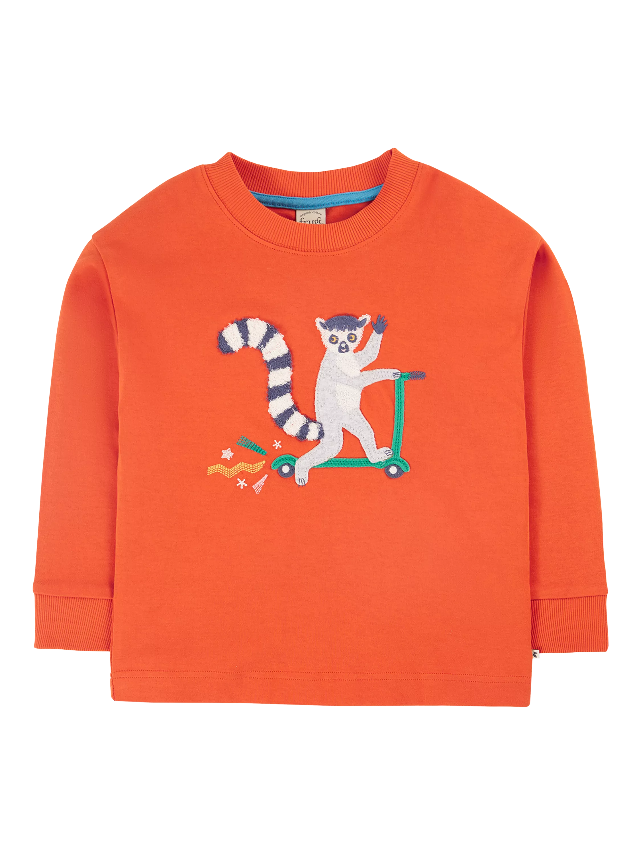 Frugi Kids' Owen Organic Cotton Lemur Top, Bonfire