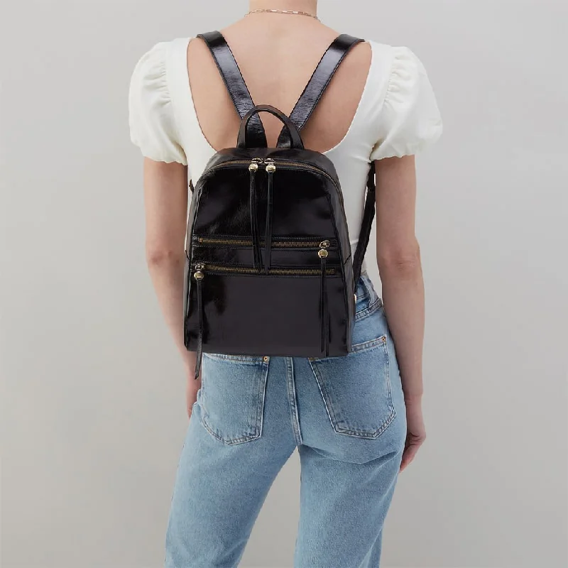 HOBO : Billie Backpack in Polished Leather - Black