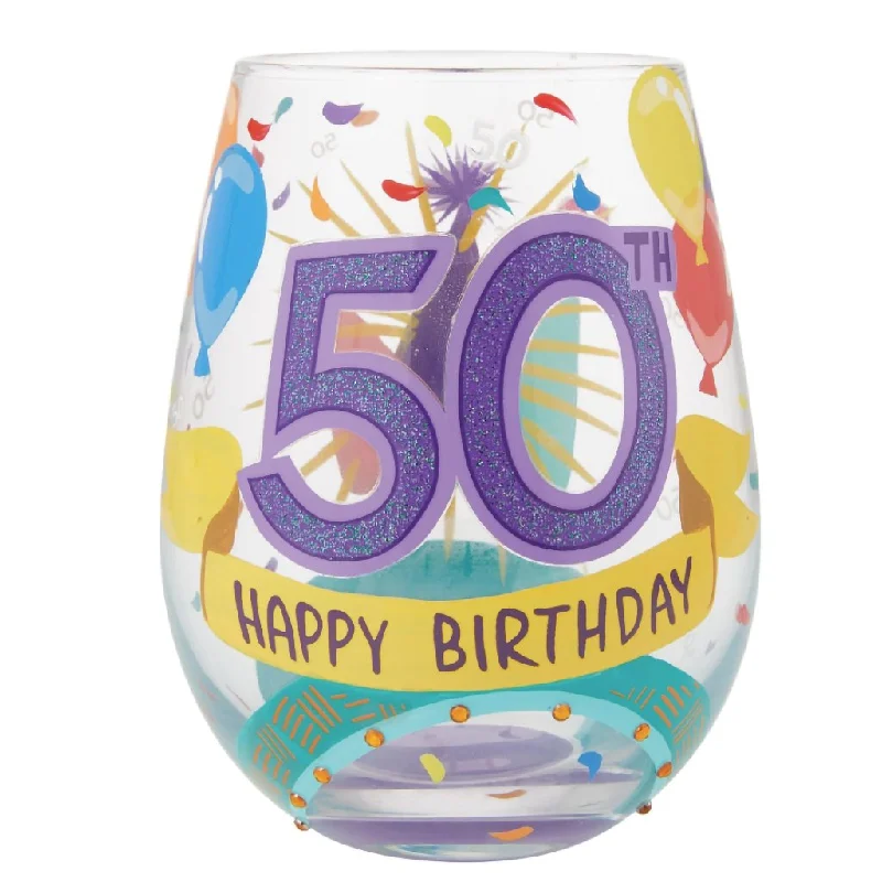 Lolita : Happy 50th Stemless Wine Glass