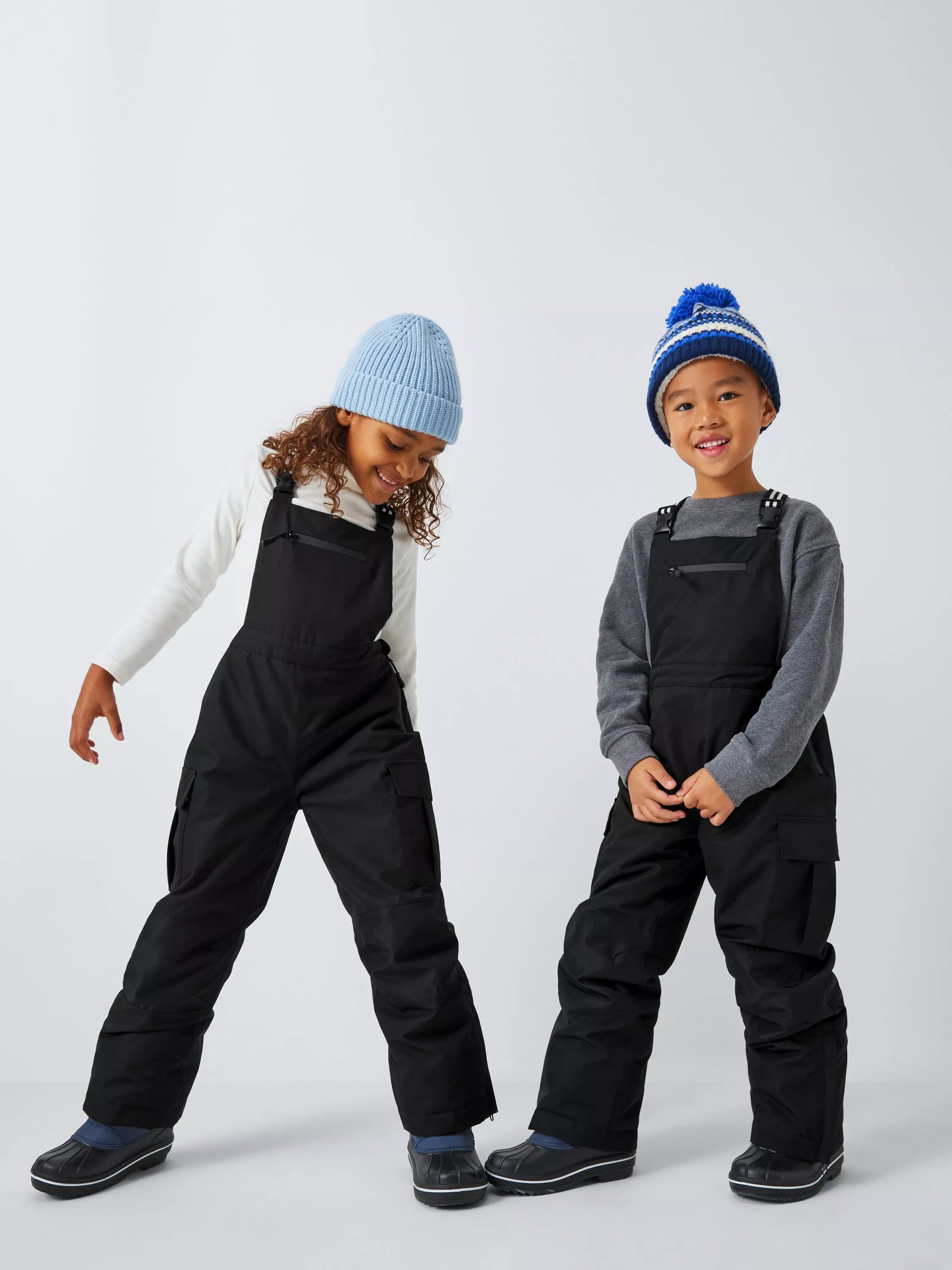 John Lewis Kids' Wind and Waterproof Ski Salopettes, Black