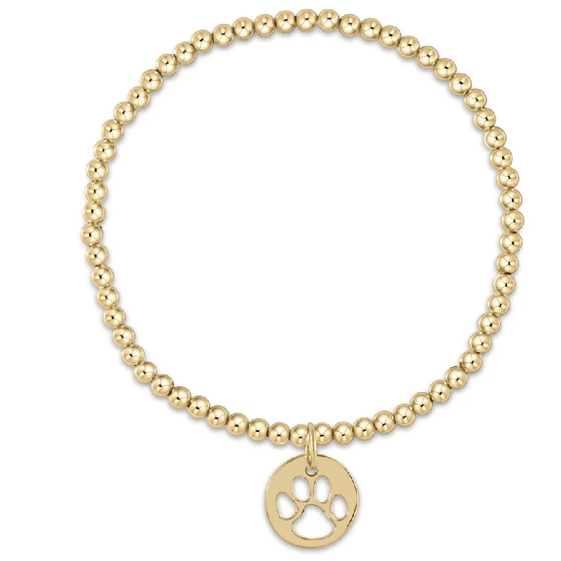 enewton design :  Classic gold 3mm bead bracelet - paw print gold disc