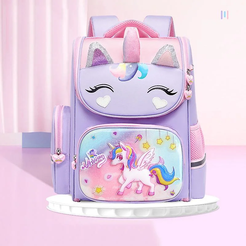 Unicorn Theme Fully Open Design Kindergarten Backpack for Kids