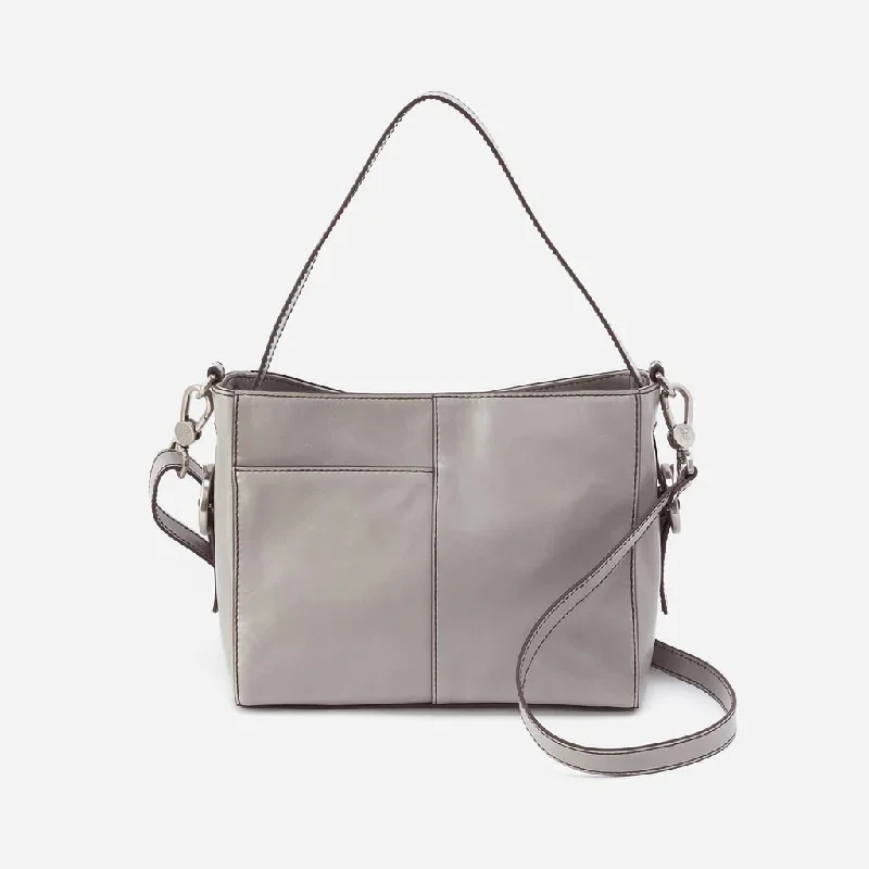 HOBO : Render Small Crossbody in Polished Leather - Light Grey