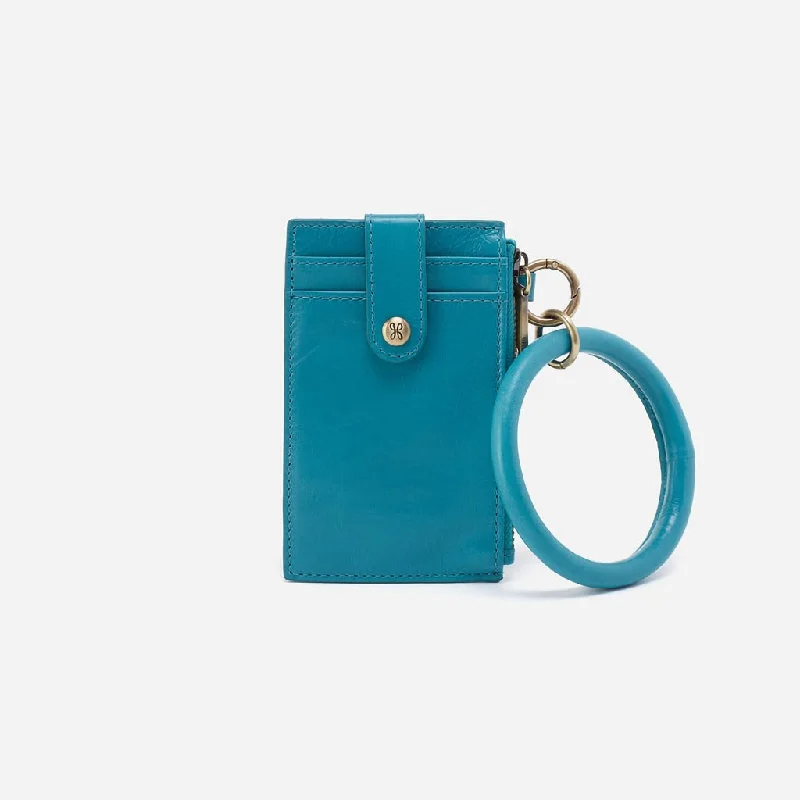 HOBO : Ring Credit Card Wristlet in In Polished Leather - Biscayne Blue