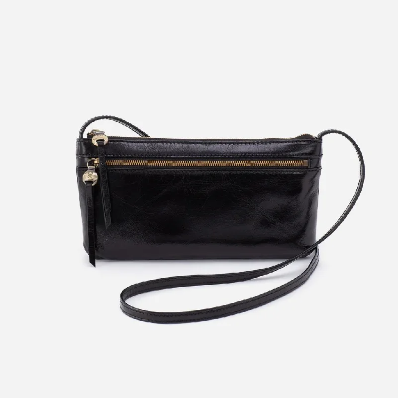 HOBO : Cara Crossbody in Polished Leather - Black