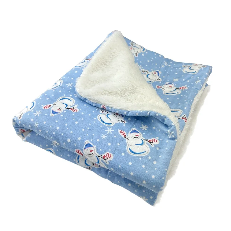 Snowman And Snowflakes Flannel Dog Blanket