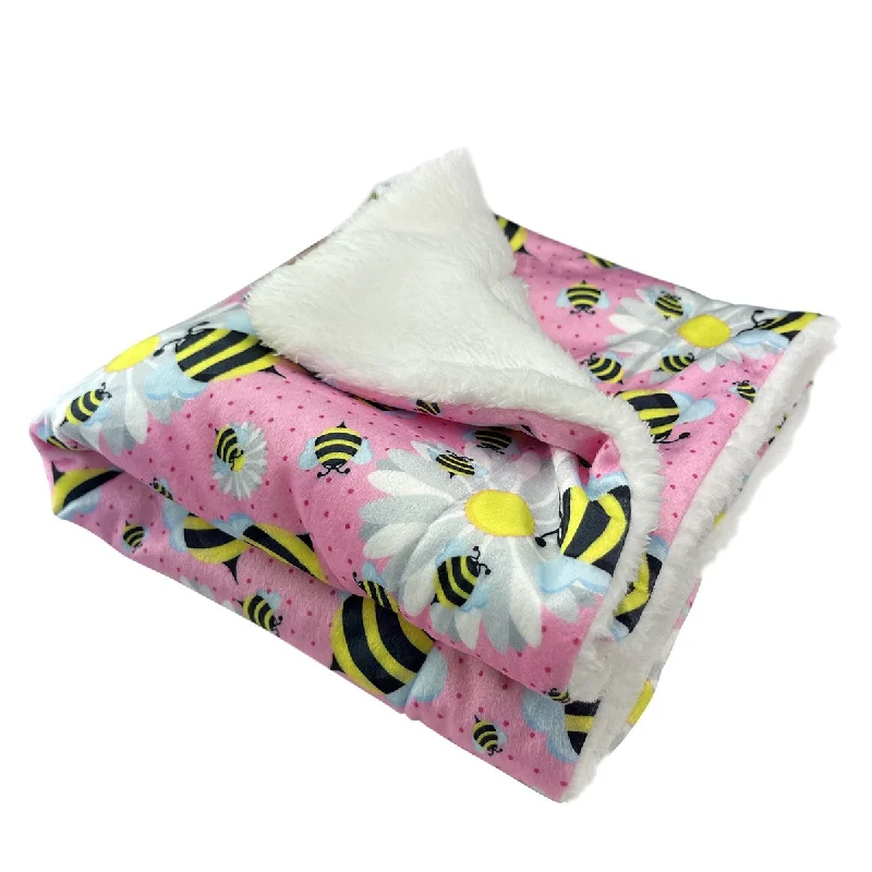 Ultra Soft Minky Bumblebees And Flowers Dog Blanket