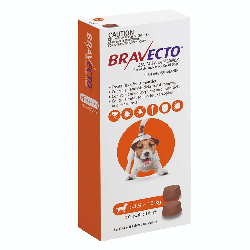 Bravecto Flea and Tick Chews for Small Dogs 4.5kg-10kg Orange 2 Pack