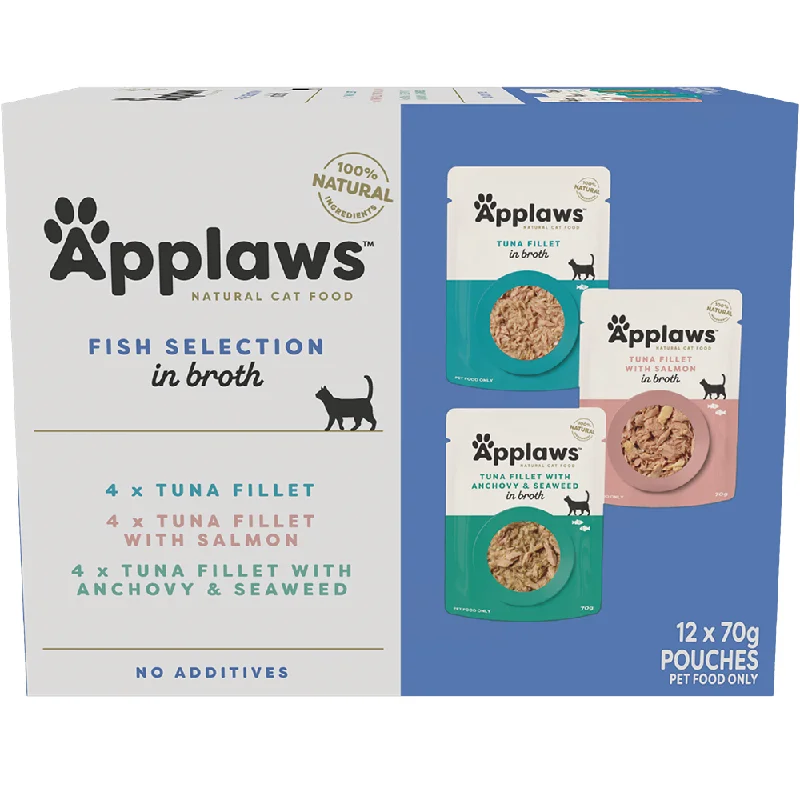 Applaws Natural Wet Cat Food Pouch Fish Selection in Broth Multipack 70g x 12