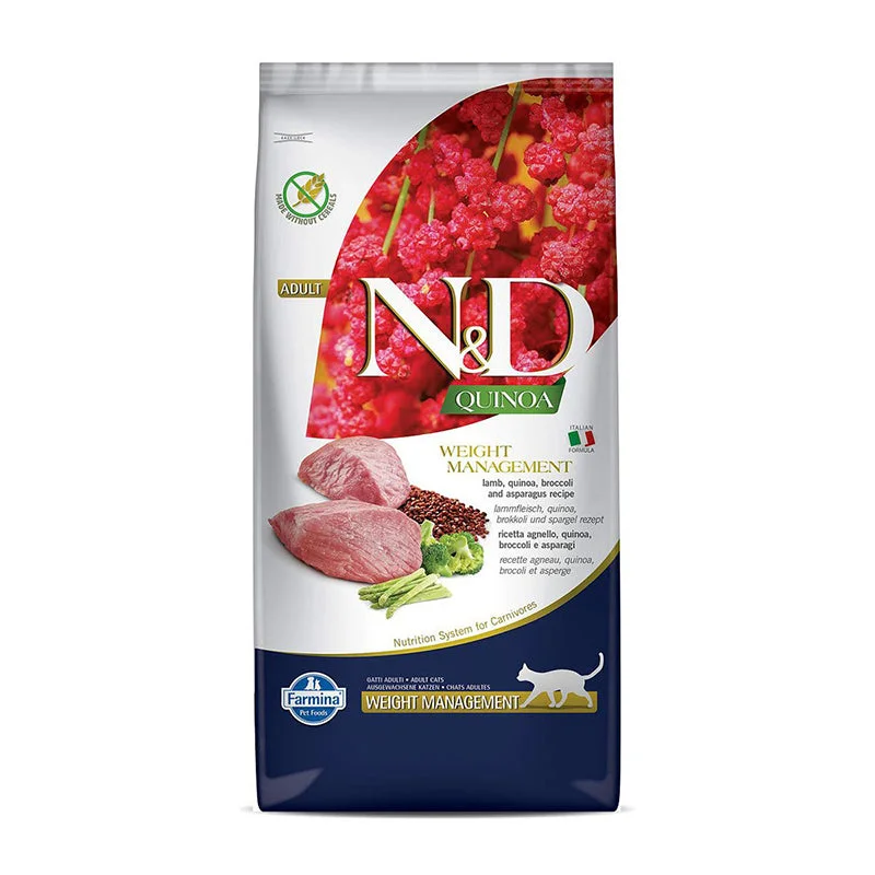 Farmina N&D Quinoa Adult Lamb, Broccoli and Asparagus Grain Free Dry Cat Food for Weight Management