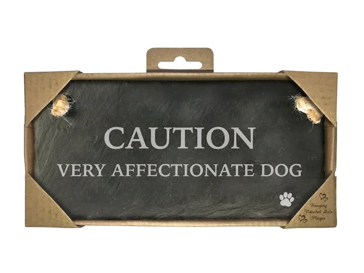 Slate Landscape Sign - Caution Very Affectionate Dog